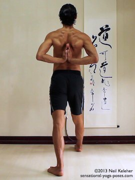 ashtanga yoga poses, parsvottanasana, hands in prayer