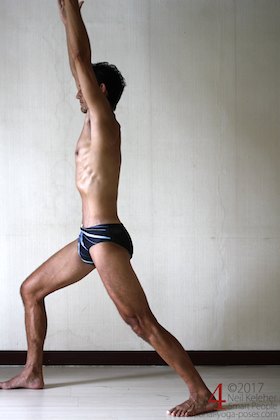 standing psoas stretch. Neil Keleher. Sensational Yoga Poses.