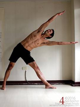 utthita trikonasana (triangle pose), modification for people who can't grab their big toe, Neil Keleher, sensational yoga poses